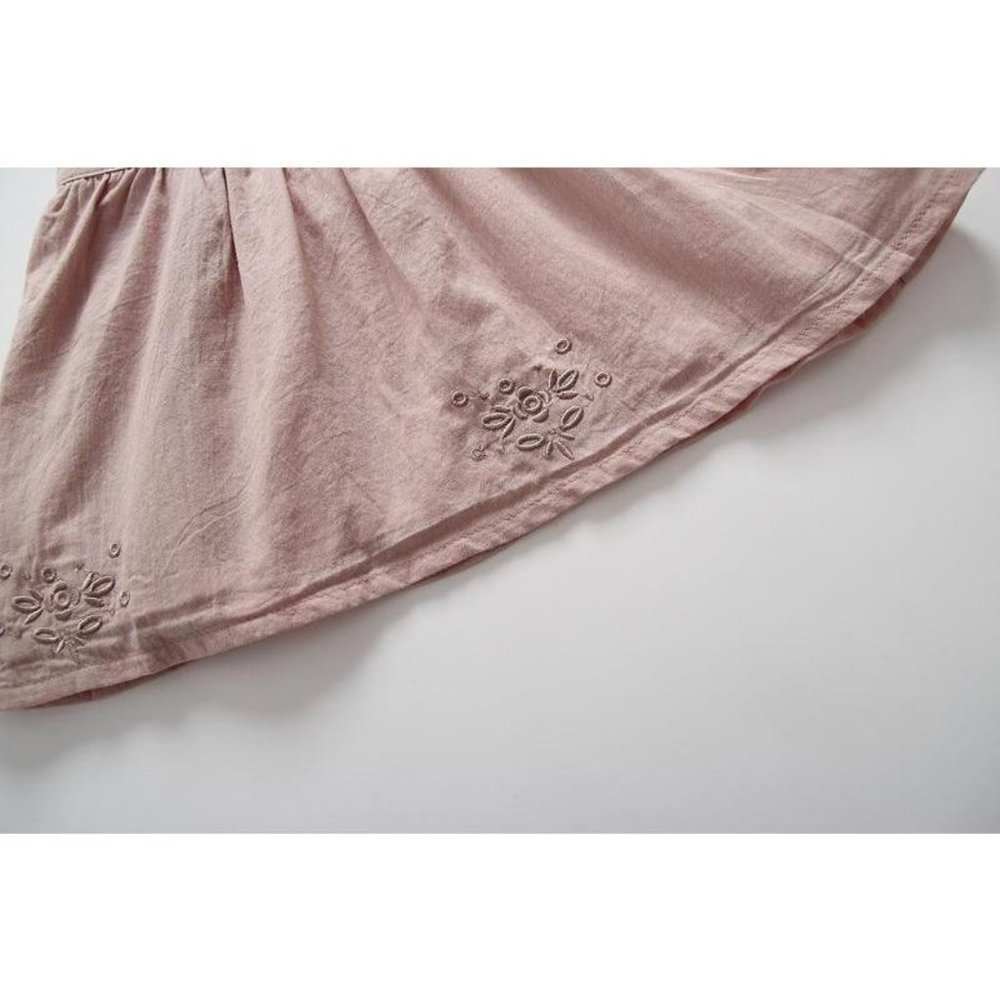 Blush Embroidered Floral Apron dress - Picture 4 of 7